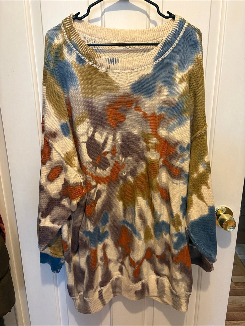 Natural Life Taylor Sunset Tie Dye Oversized Cotton Sweater size L/XL